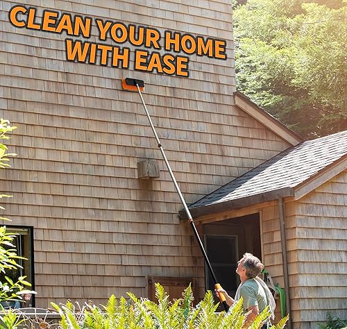 Miniatura 6 de Kit de plumero telescópico de alto alcance de 36 pies y cepillos de revestimiento de vinilo con poste de extensión de 5 a 30 pies  Kit de limpieza