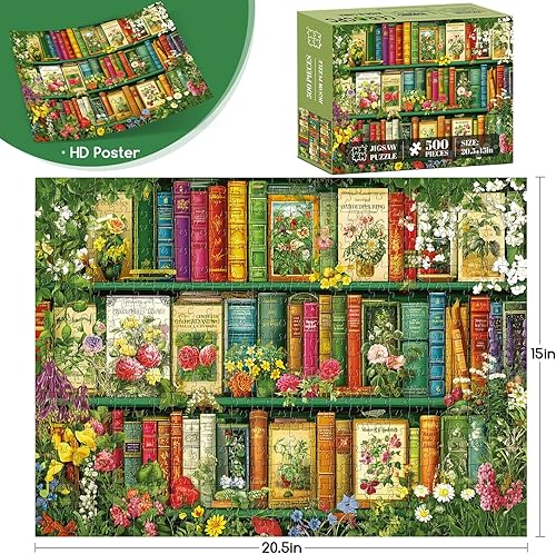 Miniatura 3 de Rompecabezas de 500 piezas para adultos  Rompecabezas de libros vintage de flores silvestres  Rompecabezas de cartón reciclado de 500 piezas