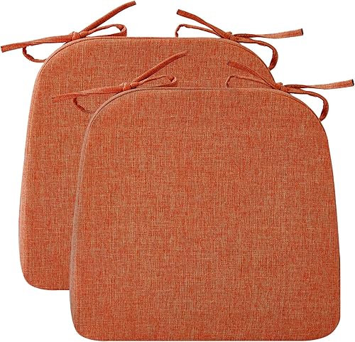 Miniatura 12 de Cojines para sillas de comedor, cojines de asiento de 2 pulgadas de grosor para sillas de cocina, cojines en forma de D con funda lavable, lazos