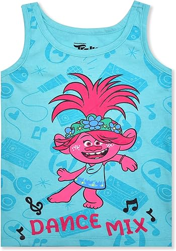 Miniatura 4 de UNIVERSAL Trolls Poppy Girls - Paquete de 3 camisetas sin mangas para niños pequeños y grandes, color rosaazul
