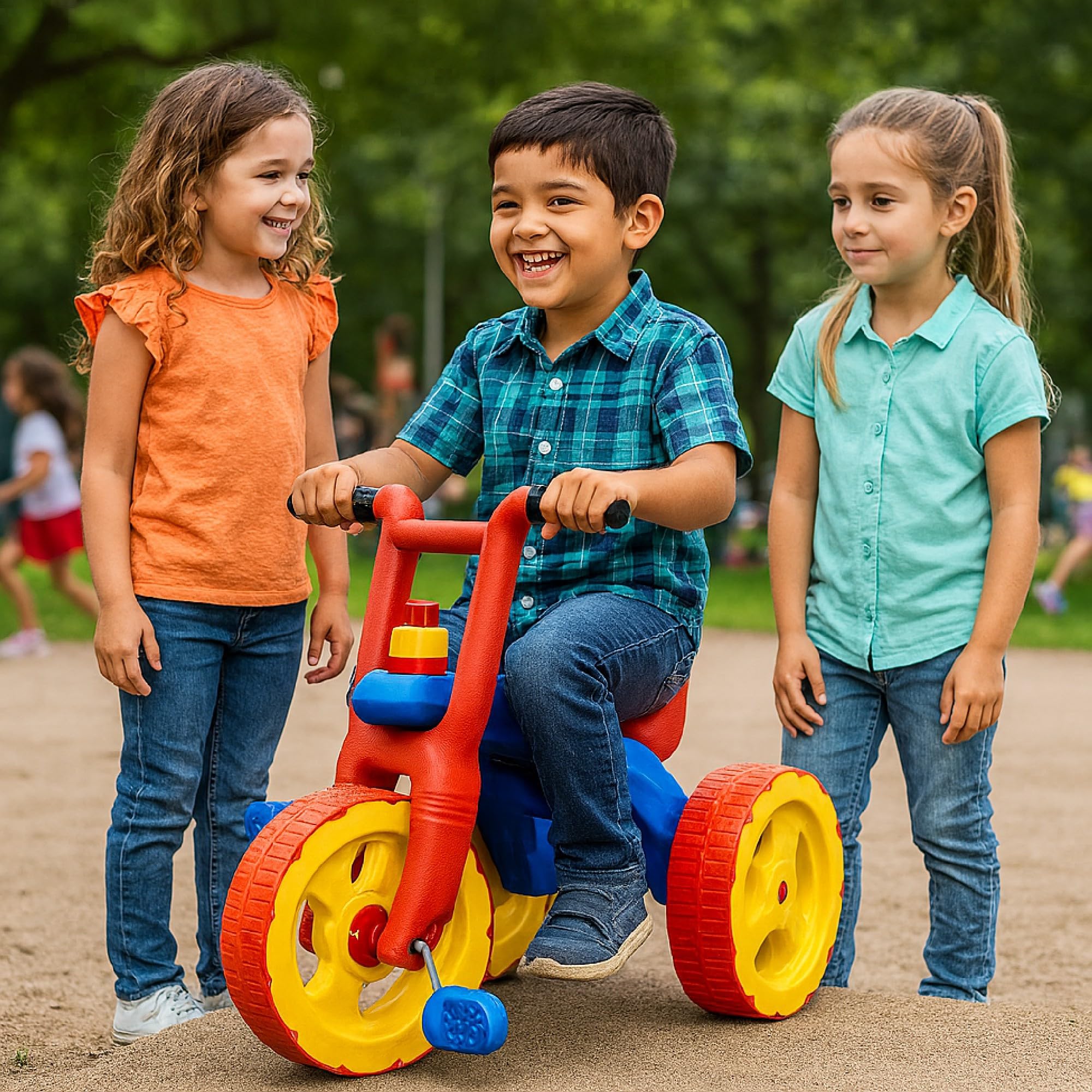 Amazon Brand - Jam & Honey Pacer Tricycle for Kids | Toddler Cycle | Bicycle | Push On Ride On | with Backrest | Easy Grip | Four Wheel | Safe & Fun Activity Toy | Medium | 2 Years+ | Red - Image 7 thumbnail