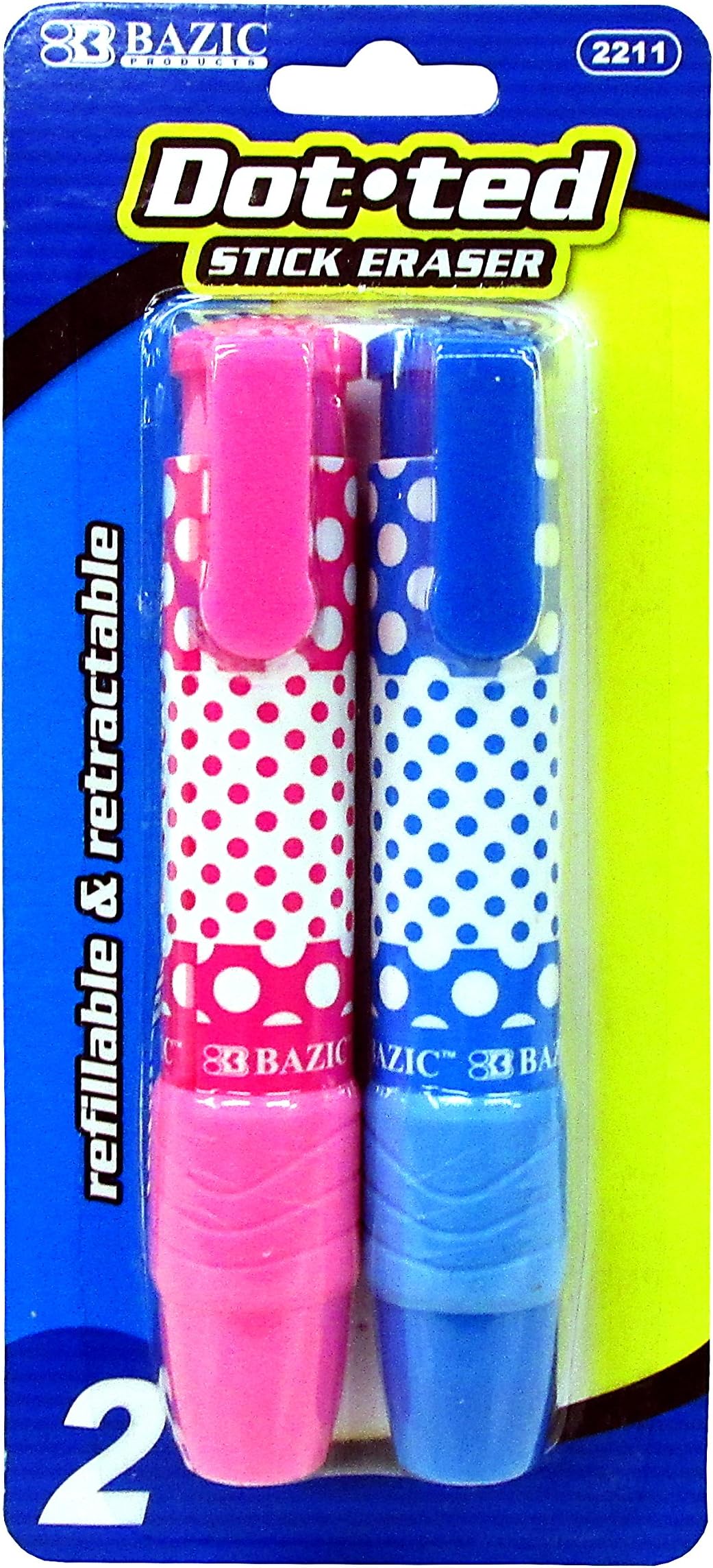 Dotted Retractable Stick Eraser - Set of 2