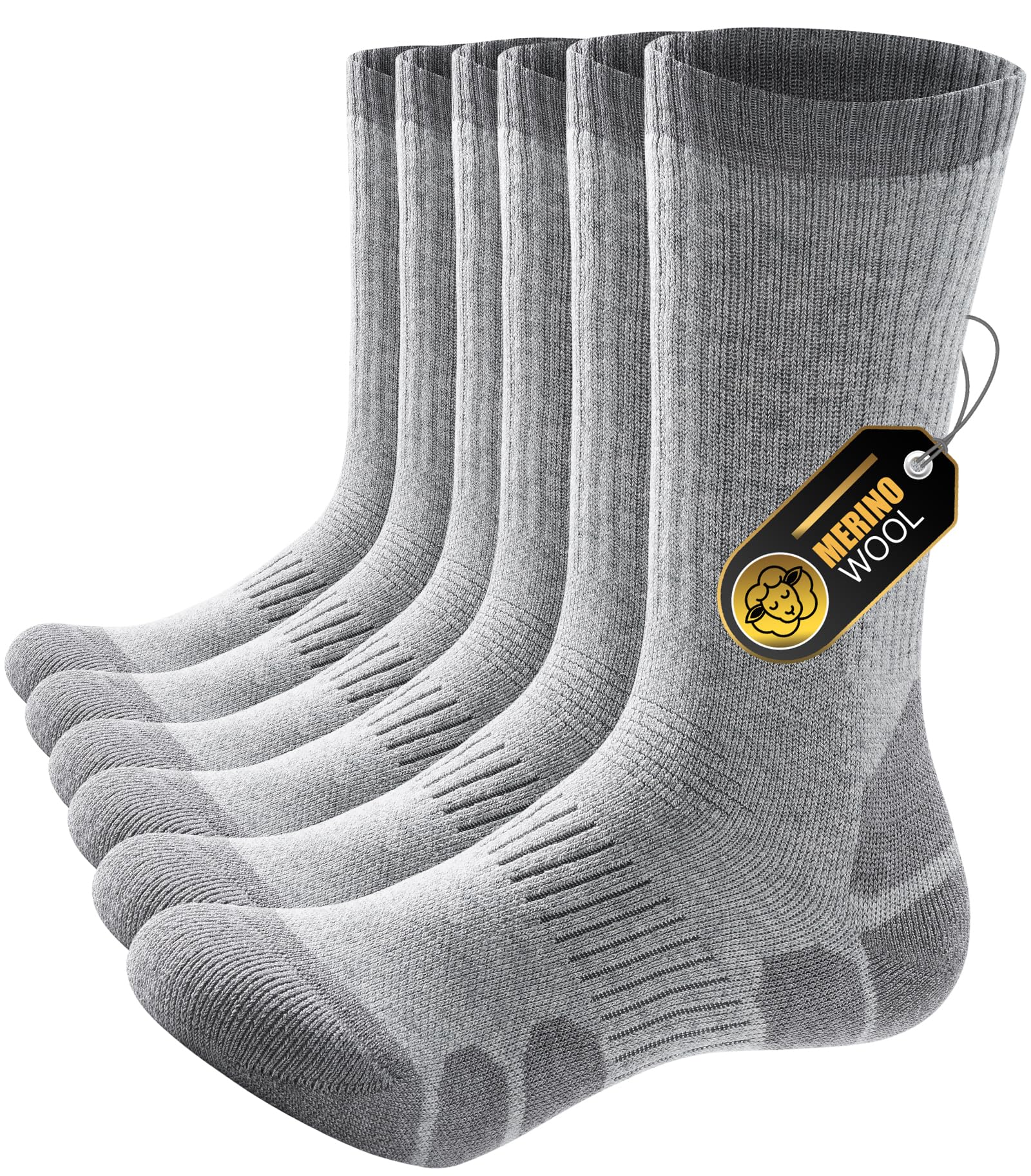 PULIOU Wandersocken Merino Socken Herren Damen, Outdoor & Trekking-Socken, Anti-Blasen, Gepolstert Arbeitssocken Laufsocken Sportsocken (3 Paar)