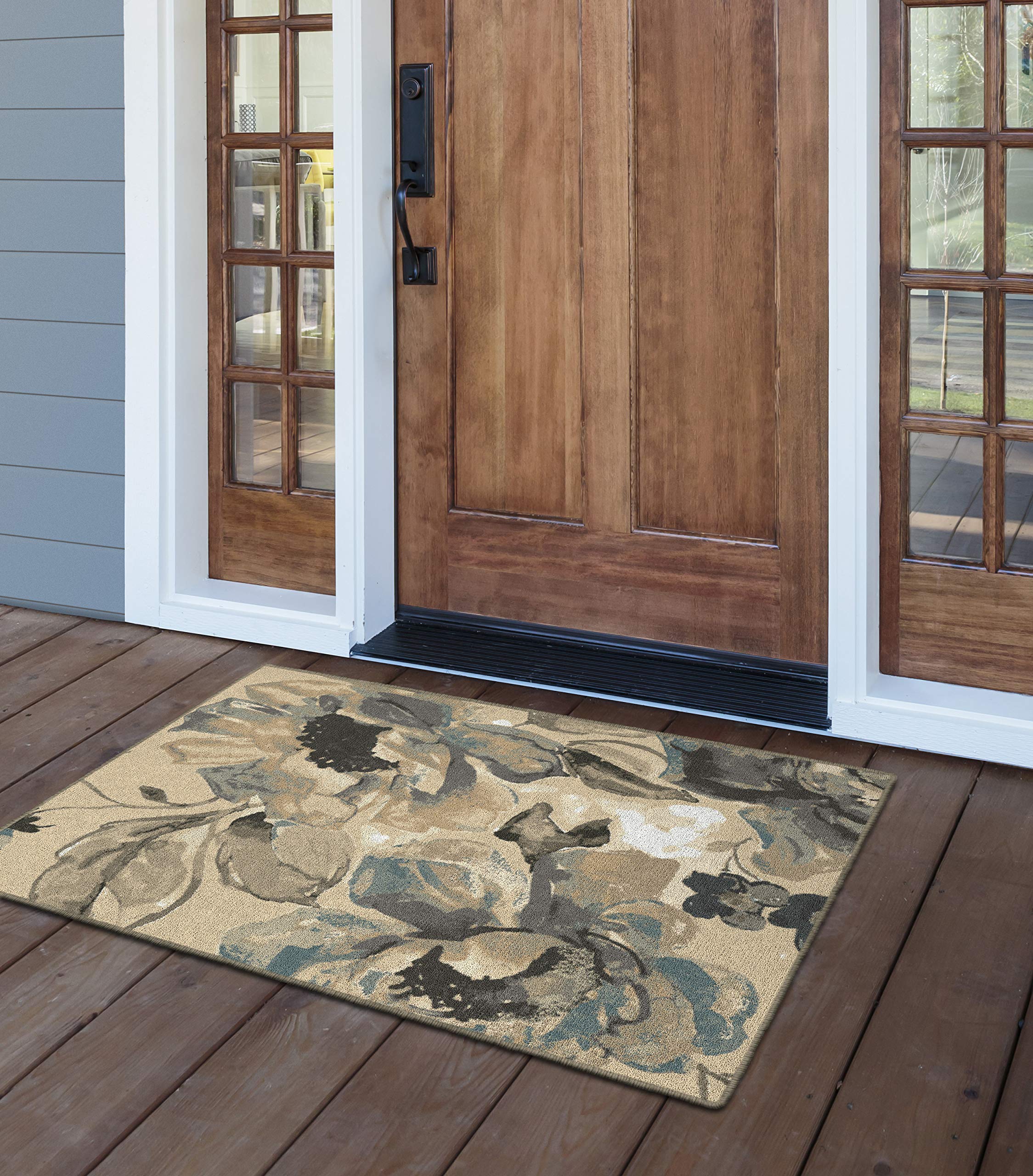 Brumlow Mills Watercolor Rose Rustic Floral Print Area Rug for Living Room, Dining, Kitchen, Bedroom and Contemporary Home Décor, 30" x 46", Neutral