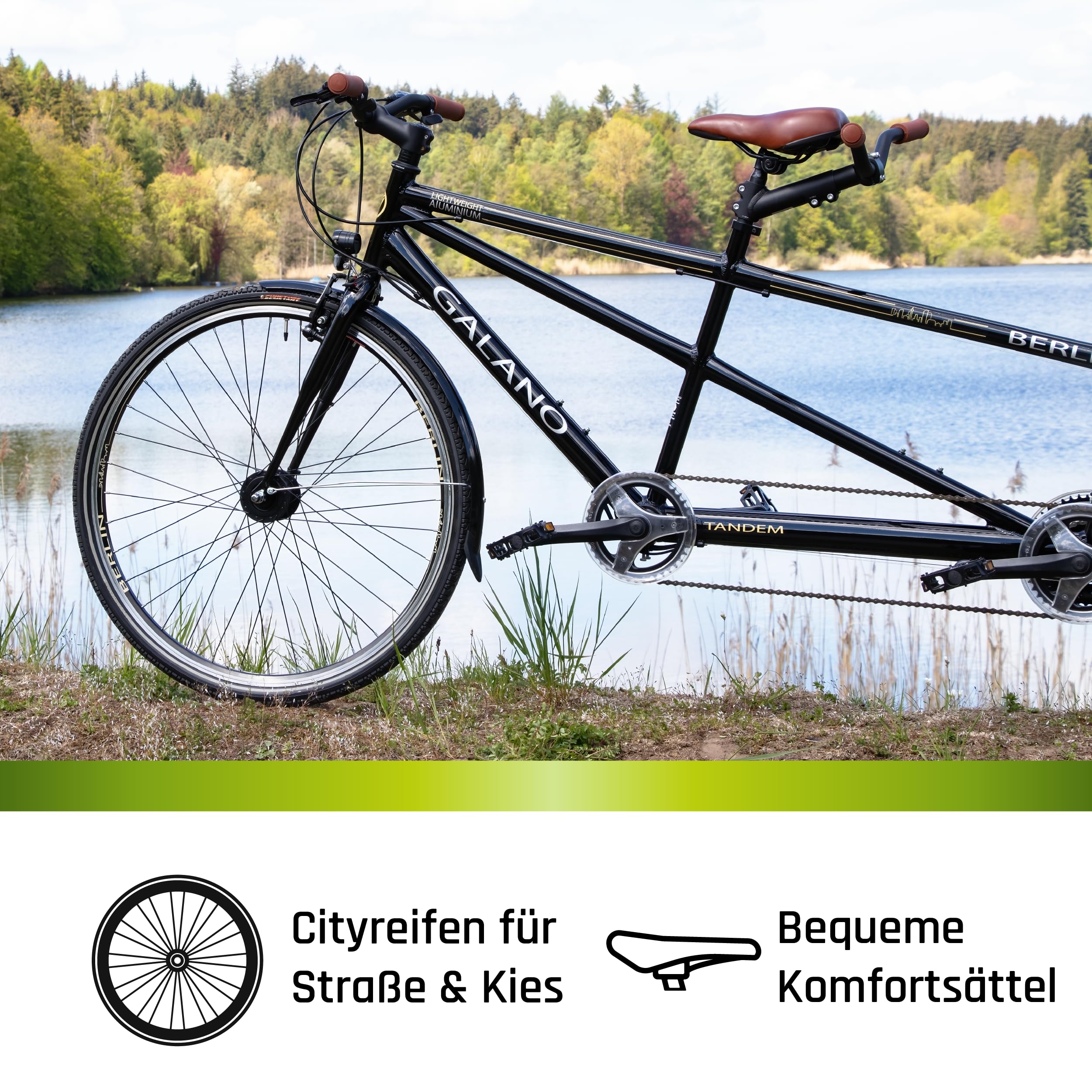 Galano Tandem Fahrrad 2 Personen Trekkingrad 21 Gang ab 150 cm Trekkingfahrrad Damen und Herren 28 Zoll mit StVZO Beleuchtung Berlin