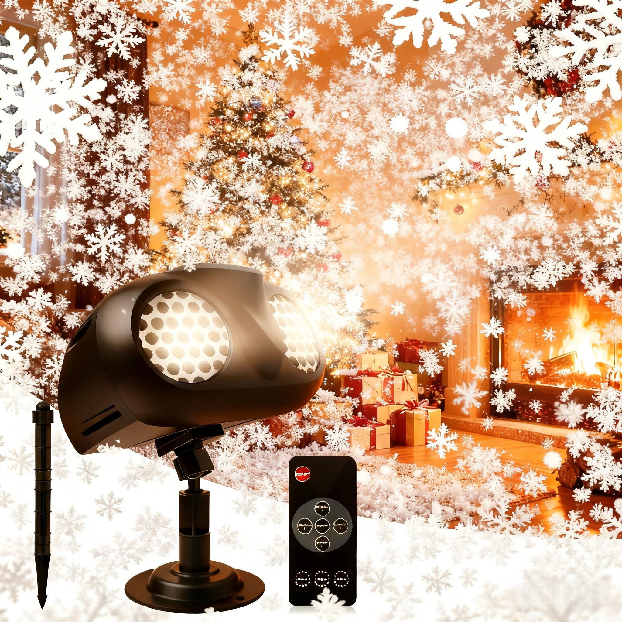 Outdoor Schneeflocke Projektor Lichter, IP65 Weihnachten Schnee Projektor, Rotierende Dynamische Schneelandschaft Projektionslampe mit Fernbedienung, für Halloween, Weihnachten, Neujahr, Partys