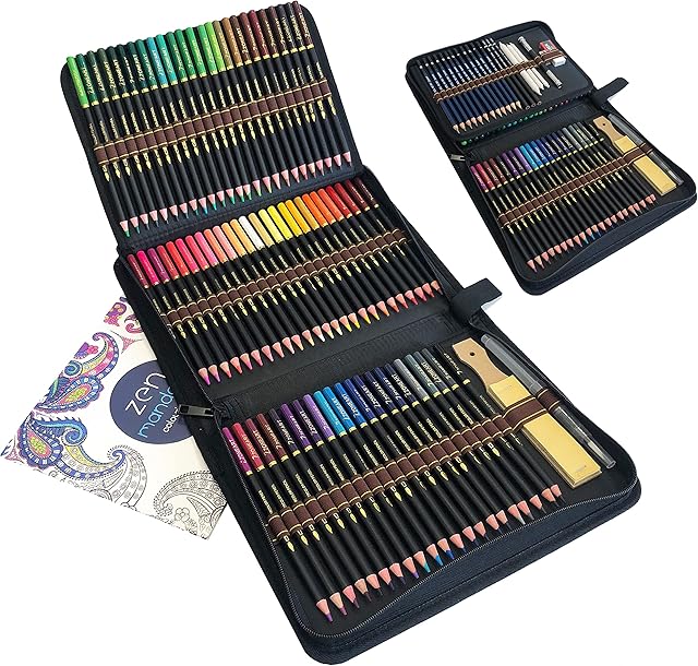 Professional Colouring Pencils and Drawing Pencil Set, 96 Pieces Art Set with Watercolour Pencil, Drawing Tool for Colouring, Sketching and Drawing - ideal set for Adults and Artist