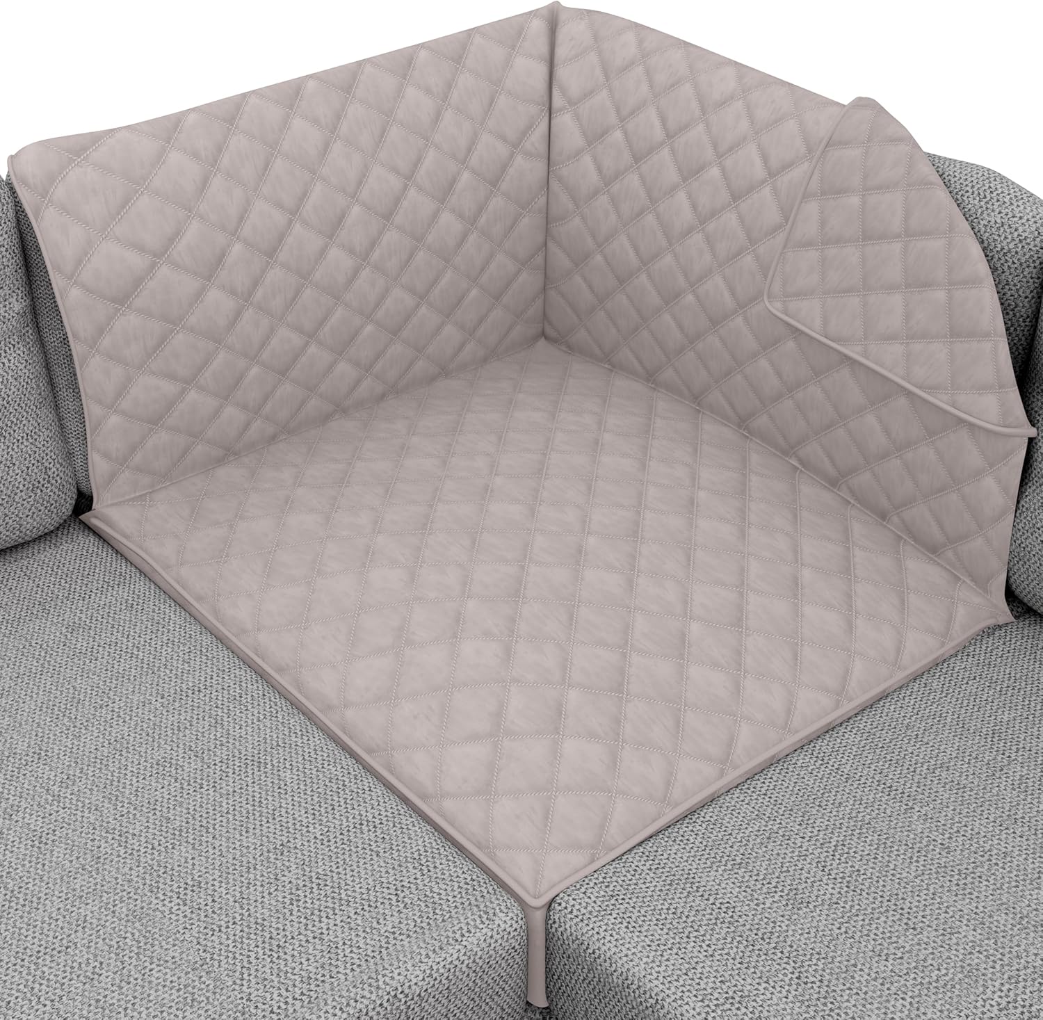 Sofa Shield Patented Sectional Couch Slip Cover, Cushion Protector, US Designed Reversible Stain and Dog Tear Resistant Slipcover, 30x30 inch Seat, Washable Covers for Dogs Pets, Light Taupe
