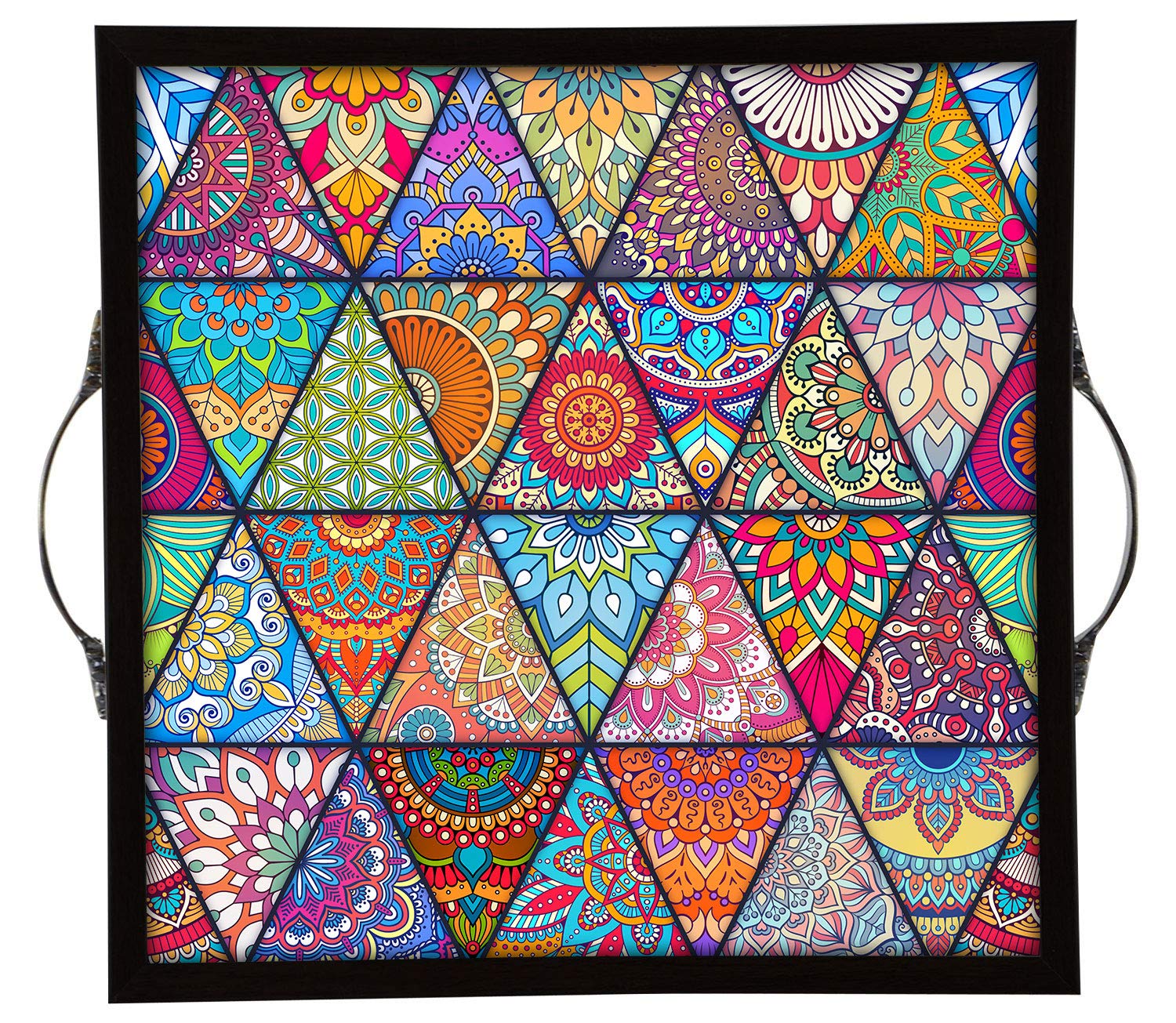 TECHBITEWooden Serving Tray,1 Piece, 36 cm x 36 x cm x 4 cm(Black Colour)