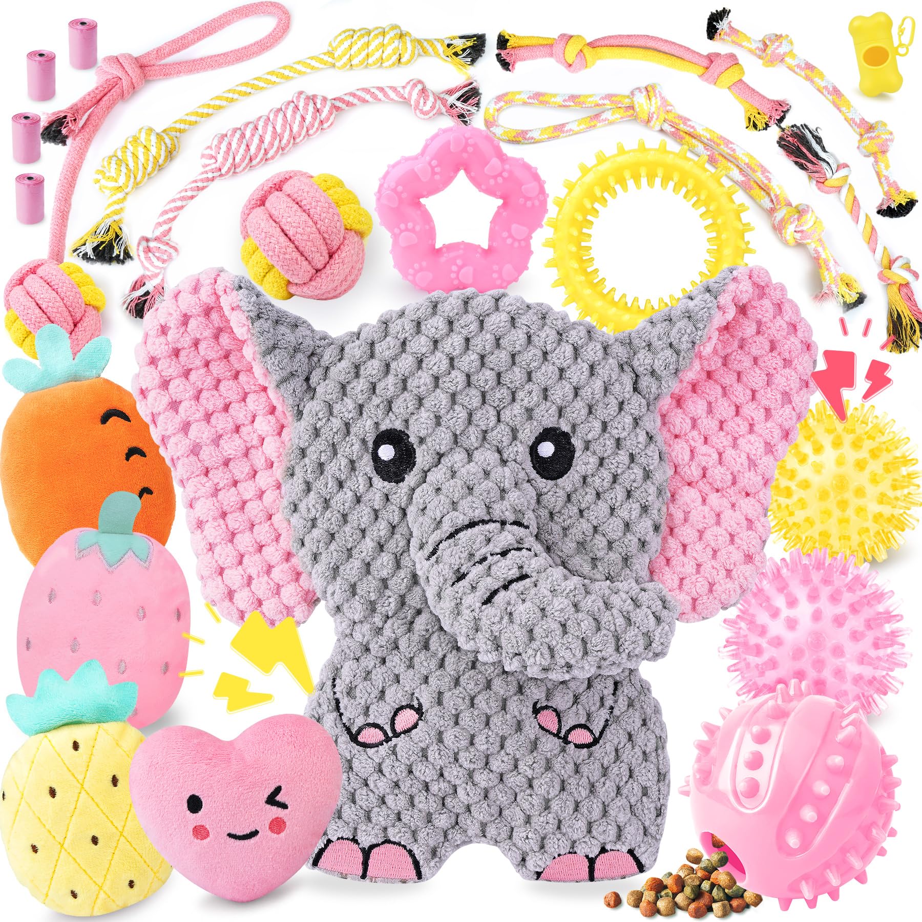 Pink Puppy Toys - 23 Pack for Teething & Fun -8