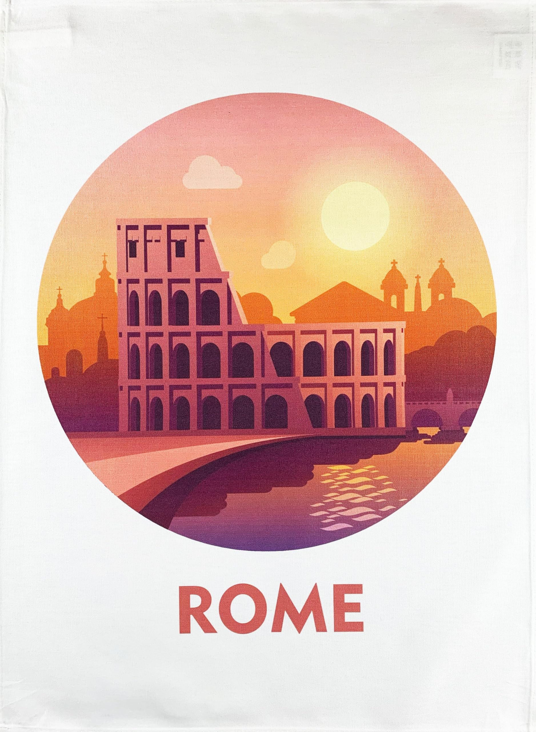 Half A Donkey White Rome And The Colosseum Large Cotton Tea Towel