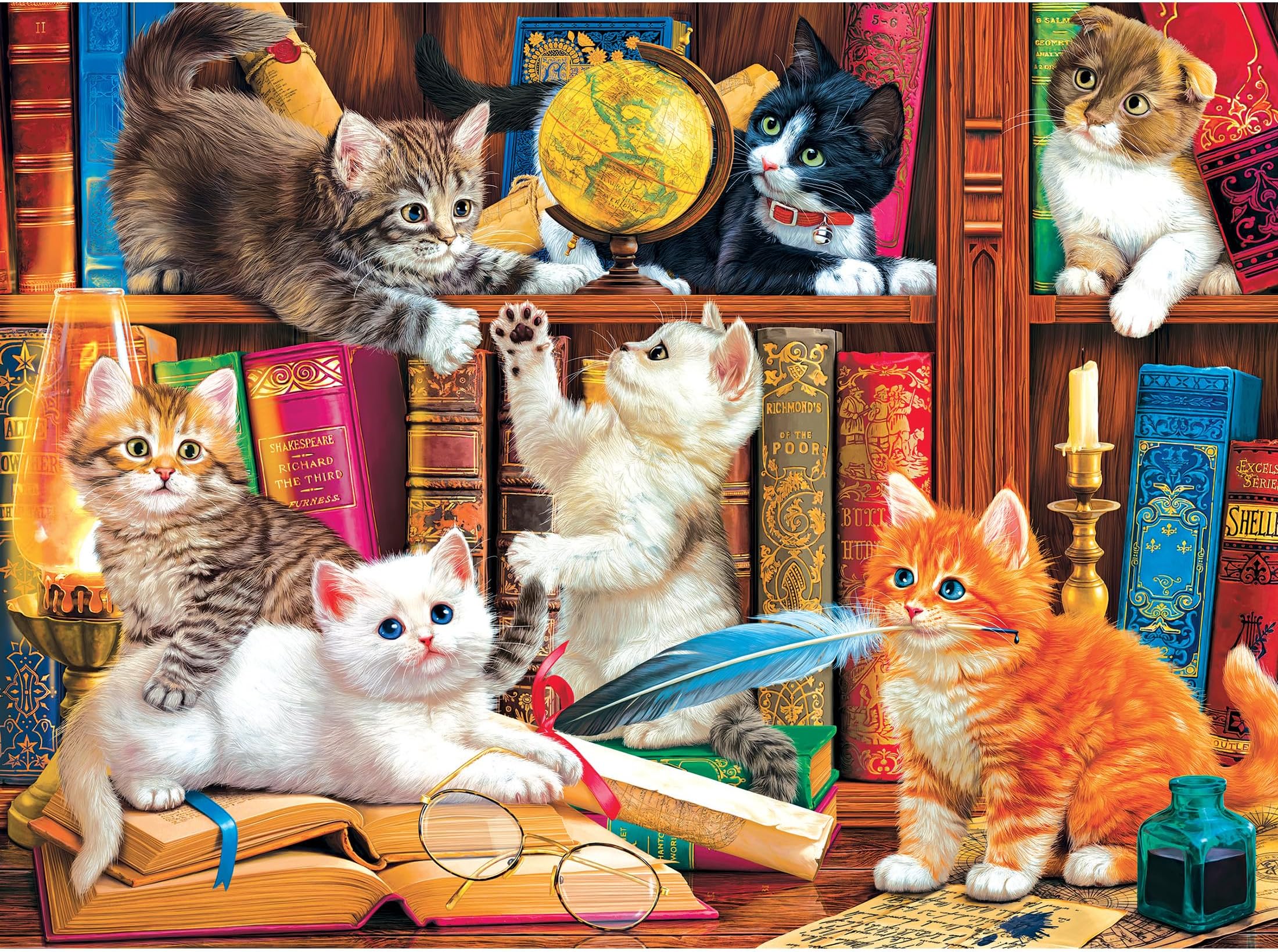 Rose Art Cra-Z-Art Fancy Cats 750 Piece Jigsaw Puzzle - Library Mischief
