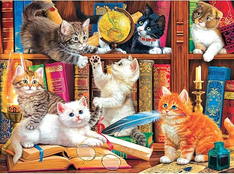 RoseArt - Fancy Cats - Library Mischief - 750 Piece Jigsaw Puzzle for Adults