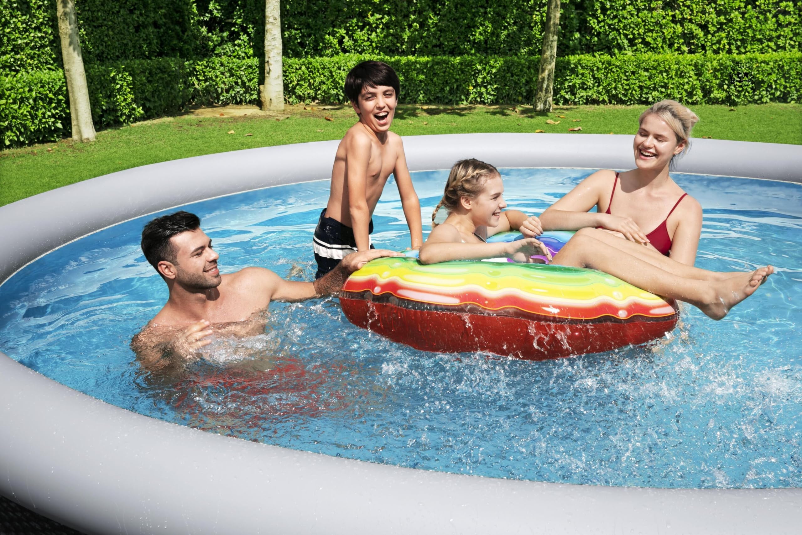 BESTWAY 57376 - Piscina Desmontable Fast Set Rattan 396x84 cm Depuradora de Cartucho 2.006 litros/hora