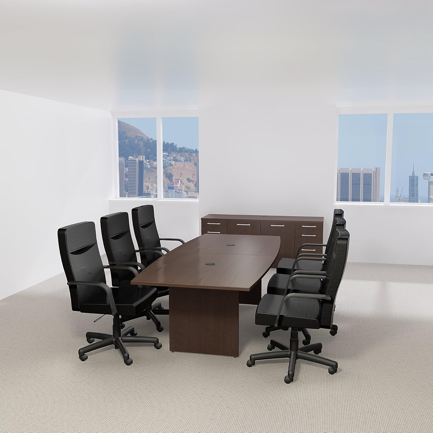 Bush Business Furniture 120" x 48" Boat Top Conference Table with Wood Base, Mocha Cherry : Office Products