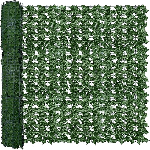 Miniatura 17 de Pantalla de Pared de Valla de Privacidad de Hiedra Artificial, 40 x 120 pulgadas, anti rayos UV, telón de fondo de vegetación falsa de hiedra, setos