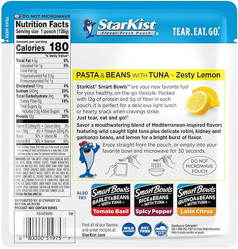 Miniatura 2 de Starkist Smart Bowls, pasta de limón picante y atún de frijoles, 4.5 onzas (paquete de 3) con cucharas By The Cup Mood