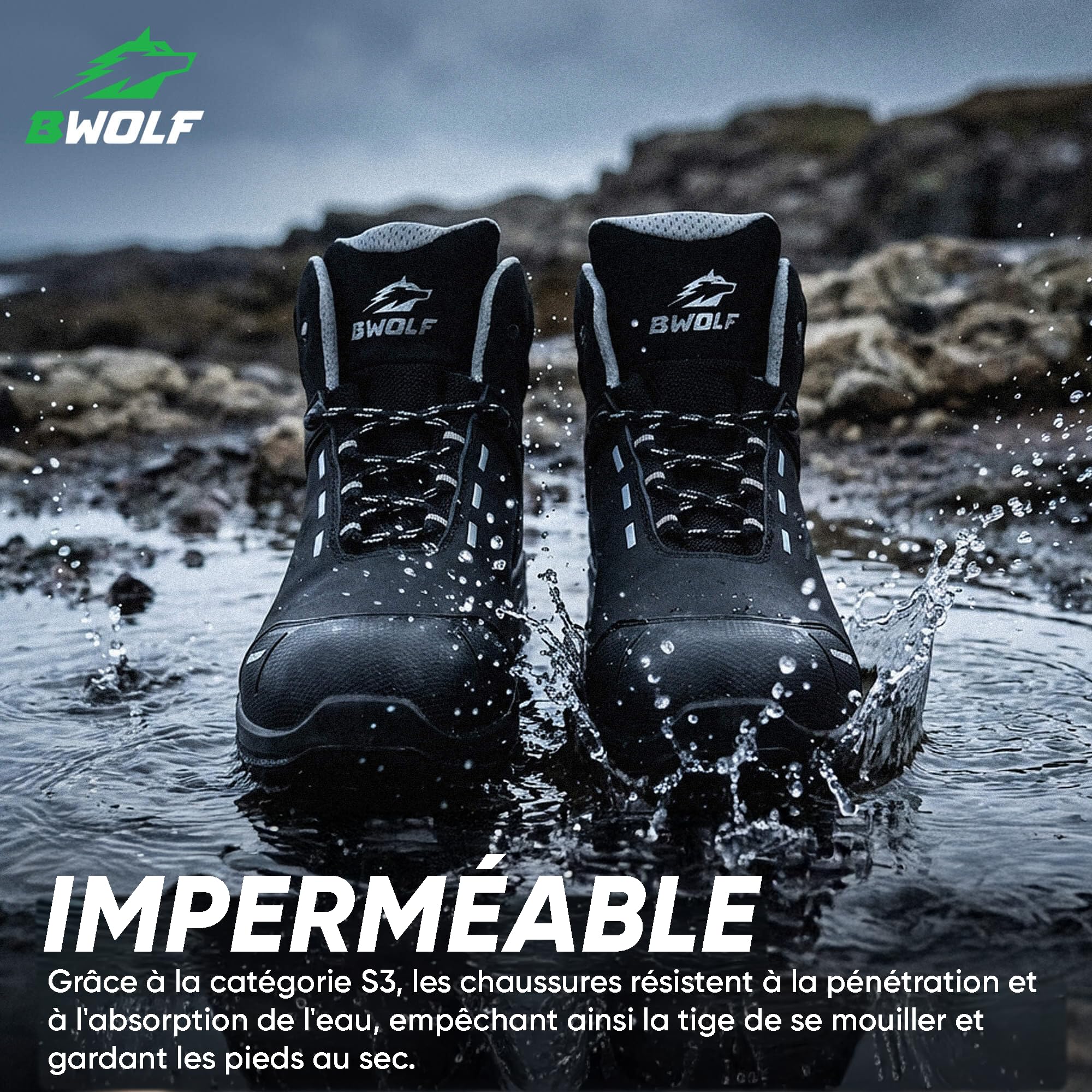 BWOLF Defender HIS3 Chaussures de sécurité pour Homme en Nubuck Hydrofuge, Embout en Kevlar et Semelle intermédiaire, antidérapantes