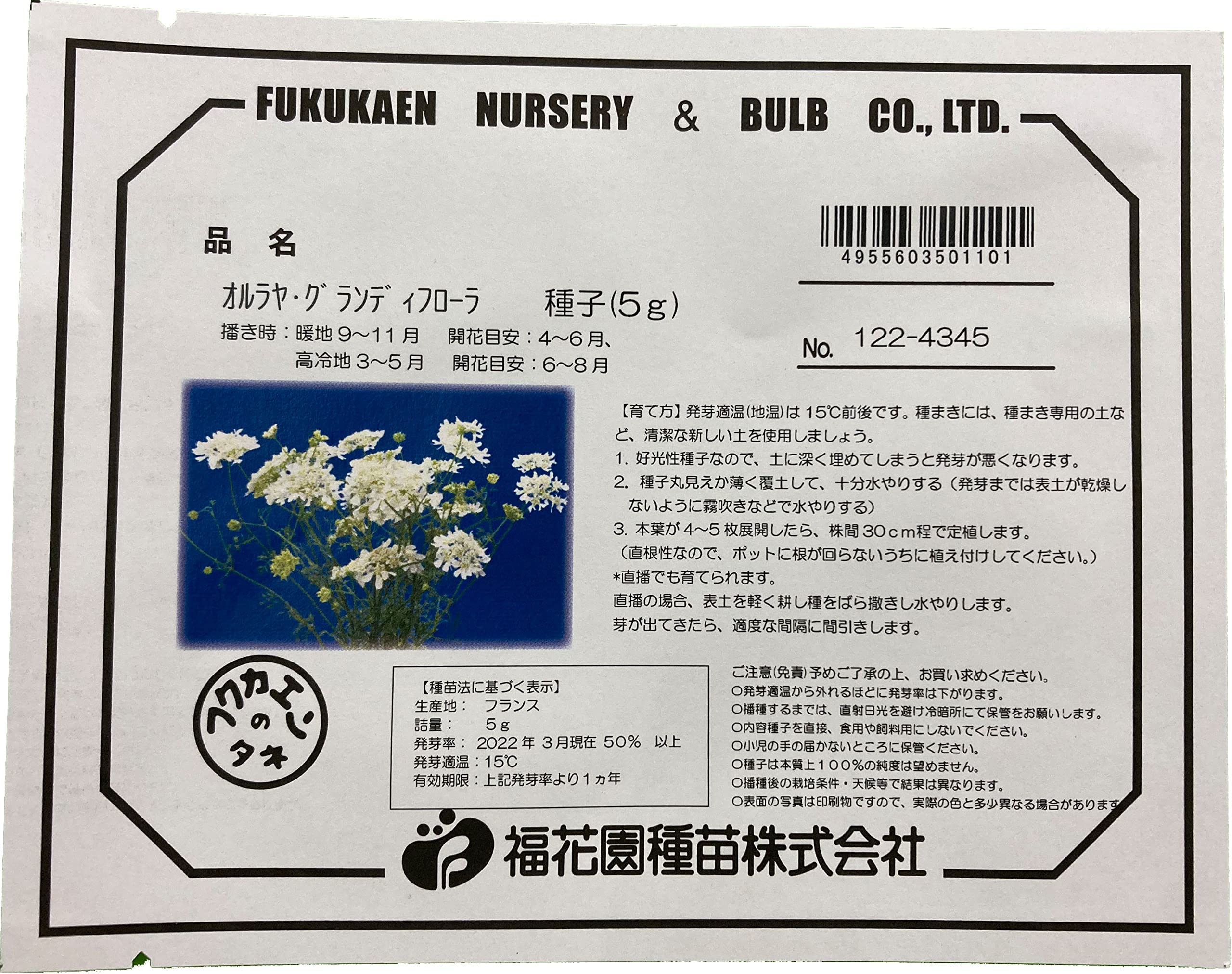 Amazon | 福花園種苗 オルラヤ・グランディフローラ 種子5g詰 | 花