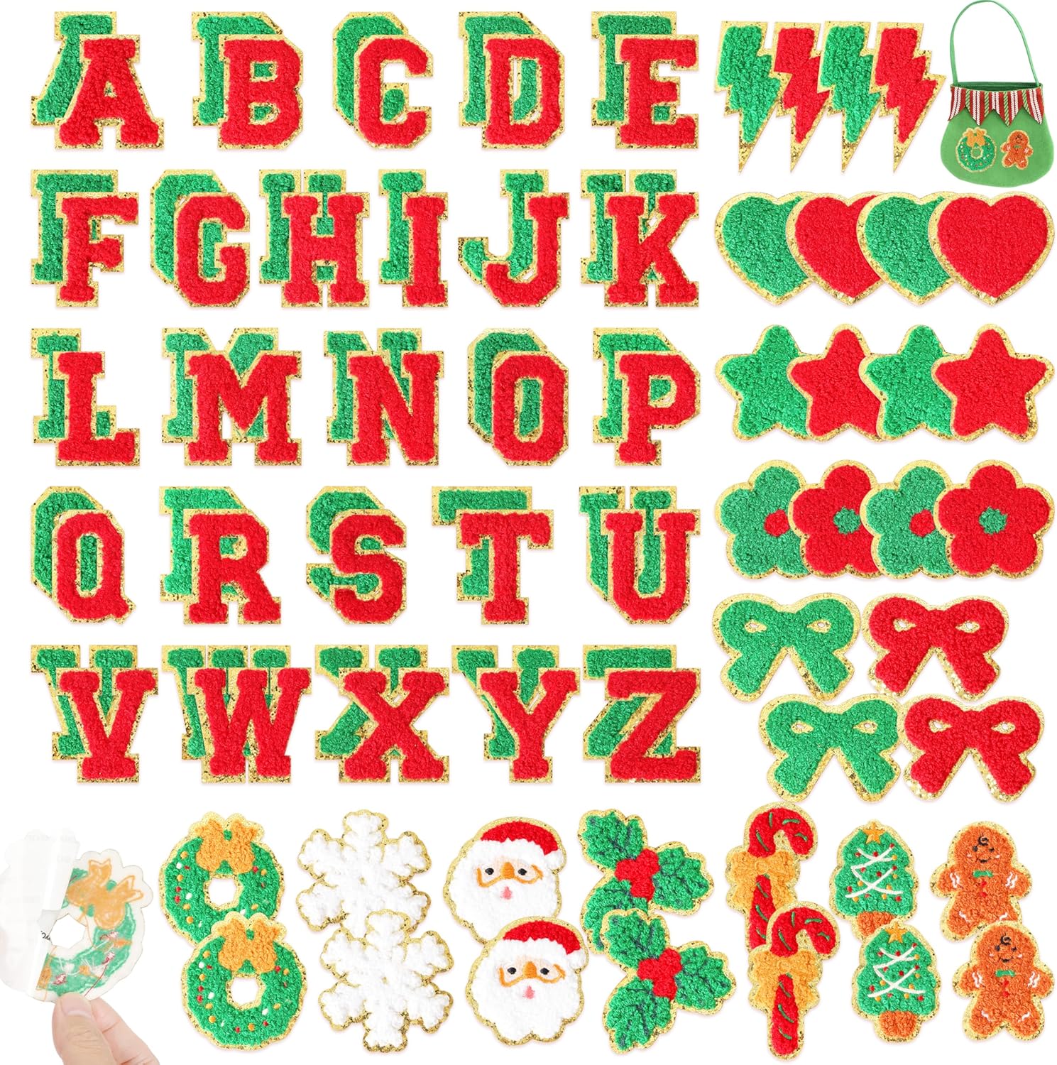 Chenille Letter Patches Self-Adhesive for Clothing: KINGSOW Preppy 129PCS Varsity Sew On Stickers - Cute Rainbow Lightning Sequin Star Patch for DIY Crafts Trucker Hats Makeup Bags