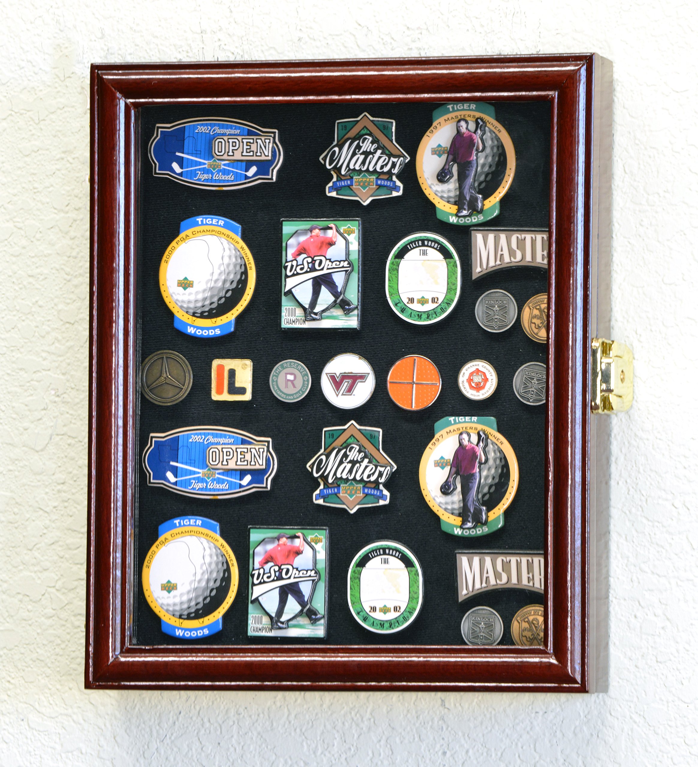 XS Golf Marker Magnet Divot Tool Display Case Cabinet Holder 98% UV – Lockable, Cherry