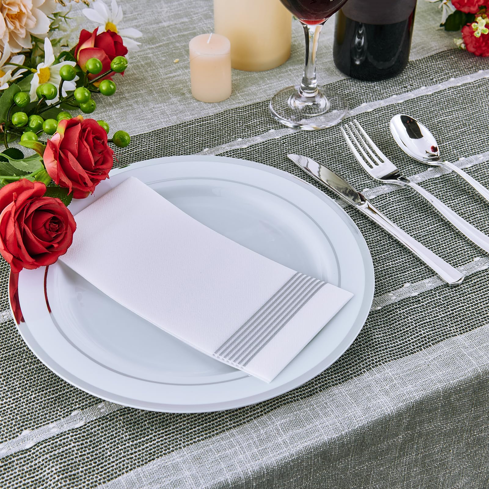 Vplus 100 Pack 10in Disposable Plates - Party Supplies -3
