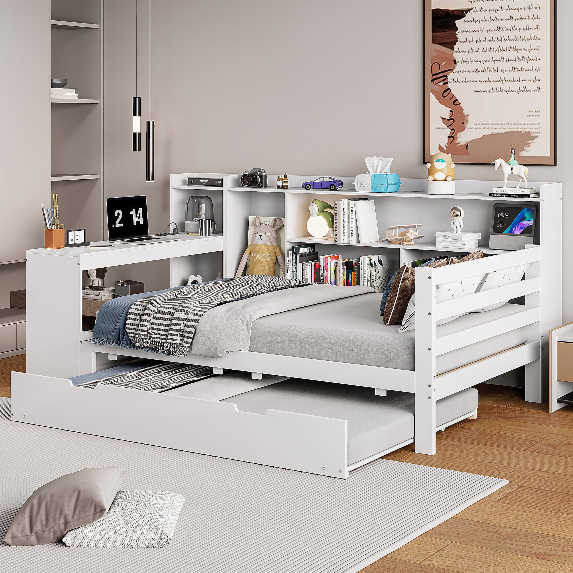 divano letto 90x200 scrivania integrata letto estraibile struttura in legno massello seconda superficie estraibile letto con scrivania uso come seduta e superficie di riposo camera