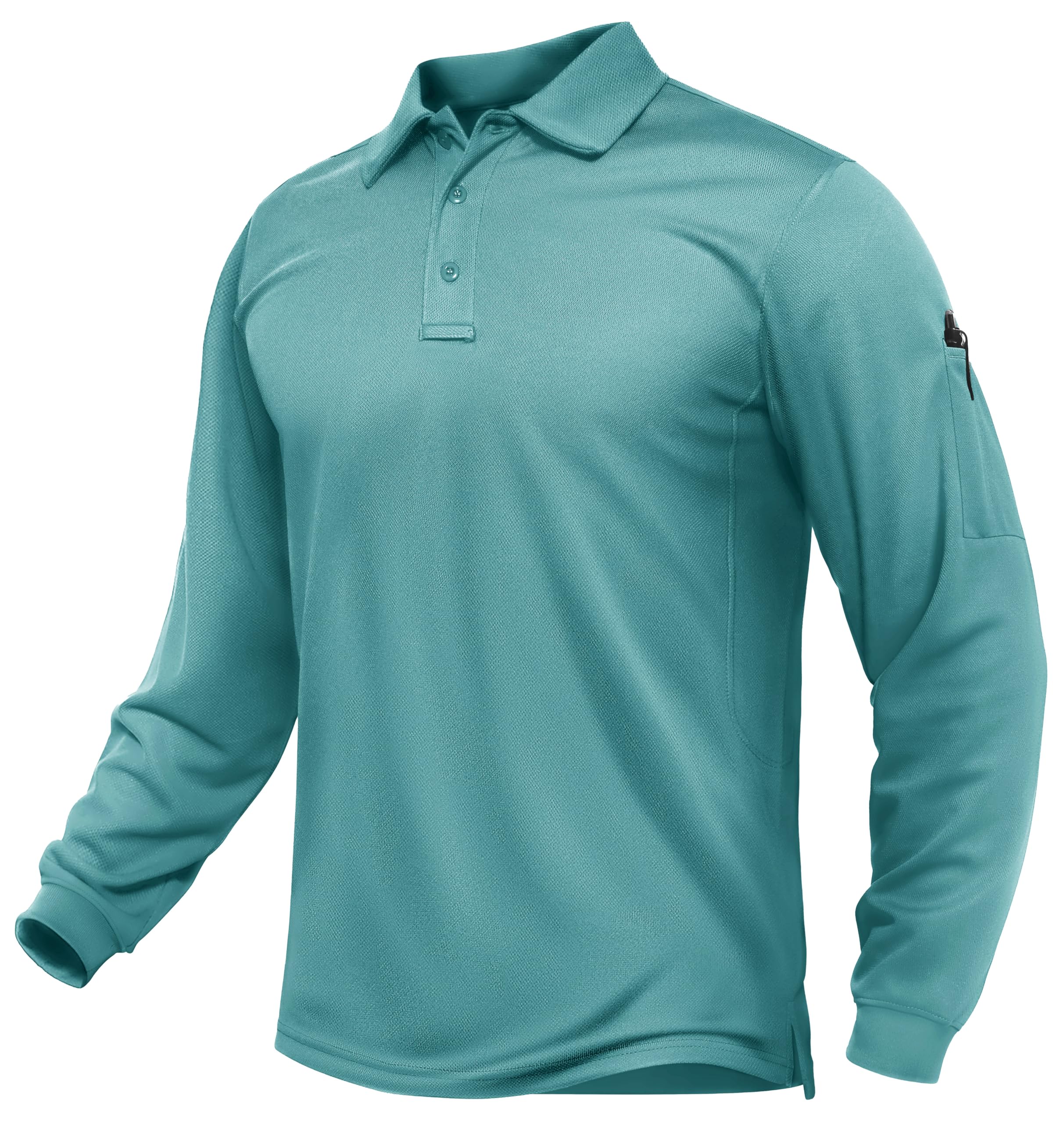 TACVASEN Men's Long Sleeve Polo Shirts Quick Dry Tactical Golf Collared Lightweight Work Breathable Moisture Wicking Outdoor