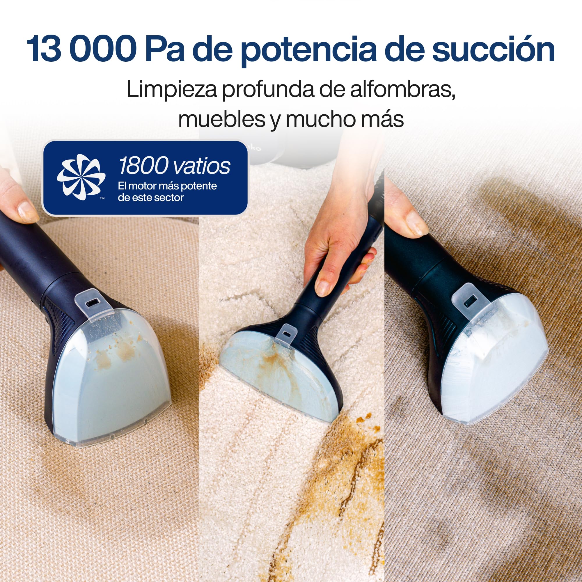 Samako PowerClean Pro 2000W, Limpiador de Alfombras y Tapicerías con Vapor, 8 Accesorios, Grandes Depósitos de Agua, Limpia Sofás, Colchones y Asientos