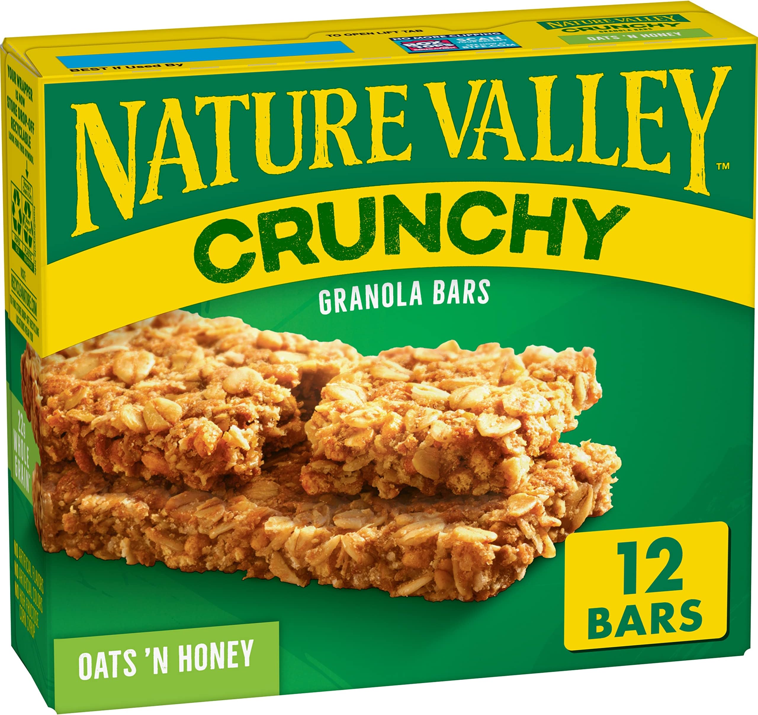 Crunchy Granola Bars, Oats 'n Honey, 12 Bars, 8.94 OZ (6 Pouches)