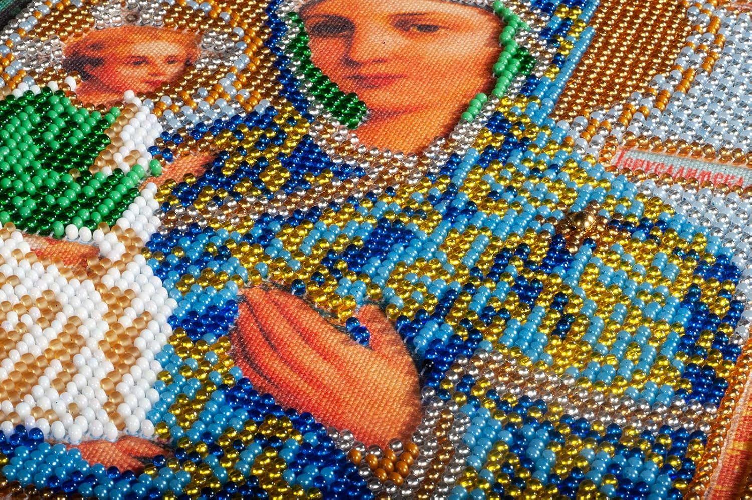 RTO Bead Embroidery Kit DIY Icon Our Lady of Jerusalem 7.9"x9.4" Color Canvas Bead Set Needle Guide Beginners