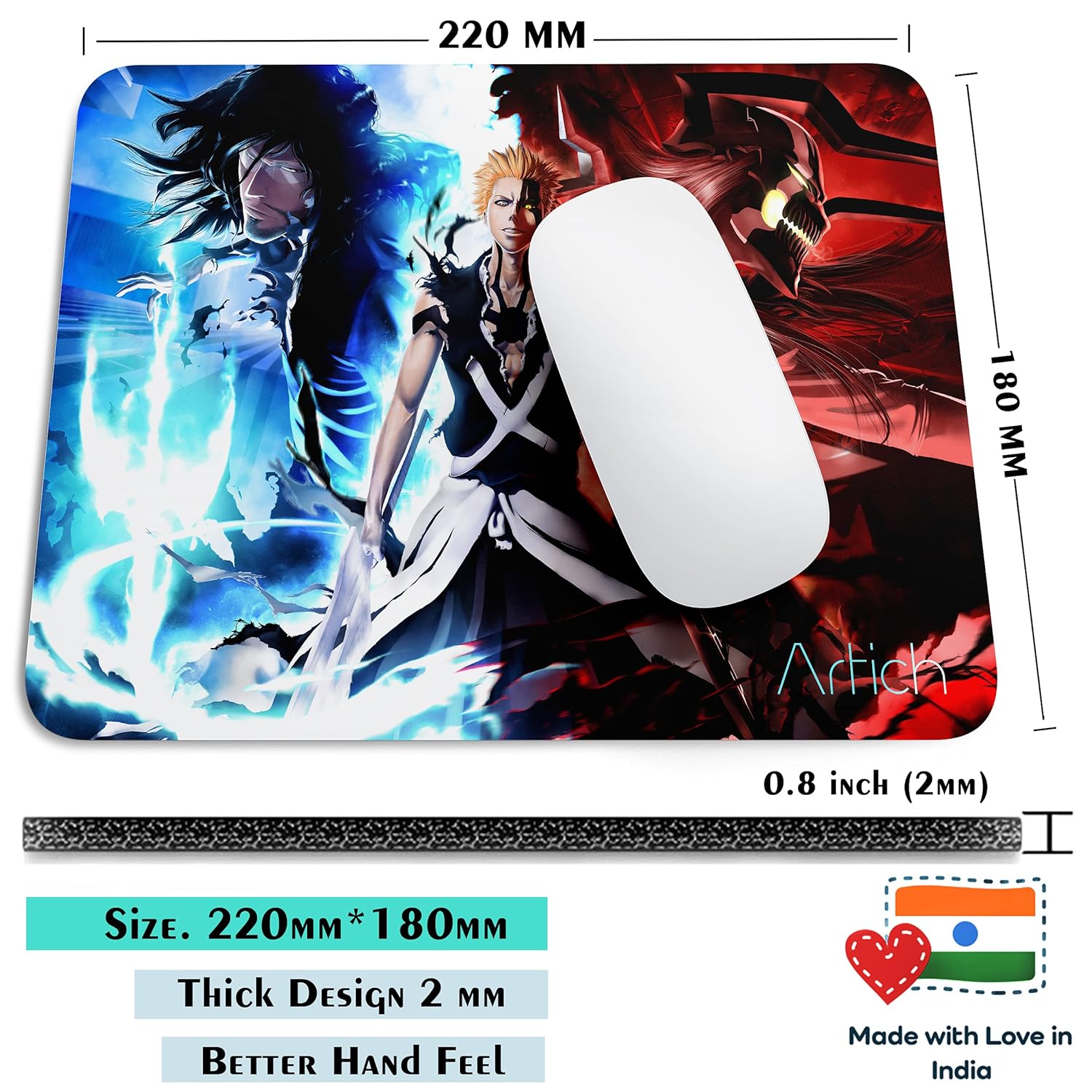 Artich Designer Gaming Mouse Pad for Office Laptop/Computer with Super Soft Non-Slip Rubber Base and Lycra Cloth Surface for Silky Touch Rectangle (Bleach Ichigo) 10 9160yBCgDDS. SL1500