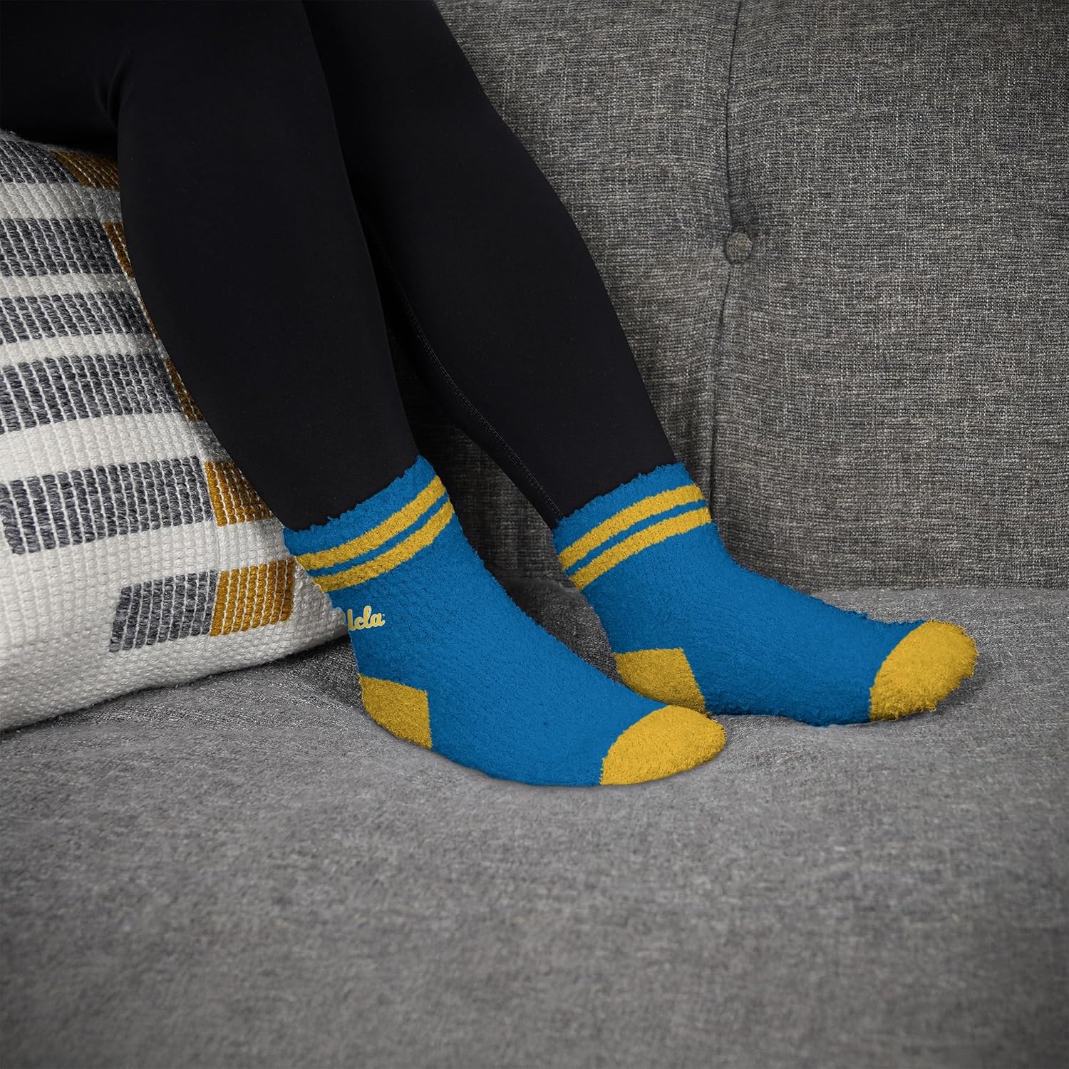 For Bare Feet NCAA UCLA BRUINS Cozy Two Stripe Quarter Sock Team Color OSFM - Image 2