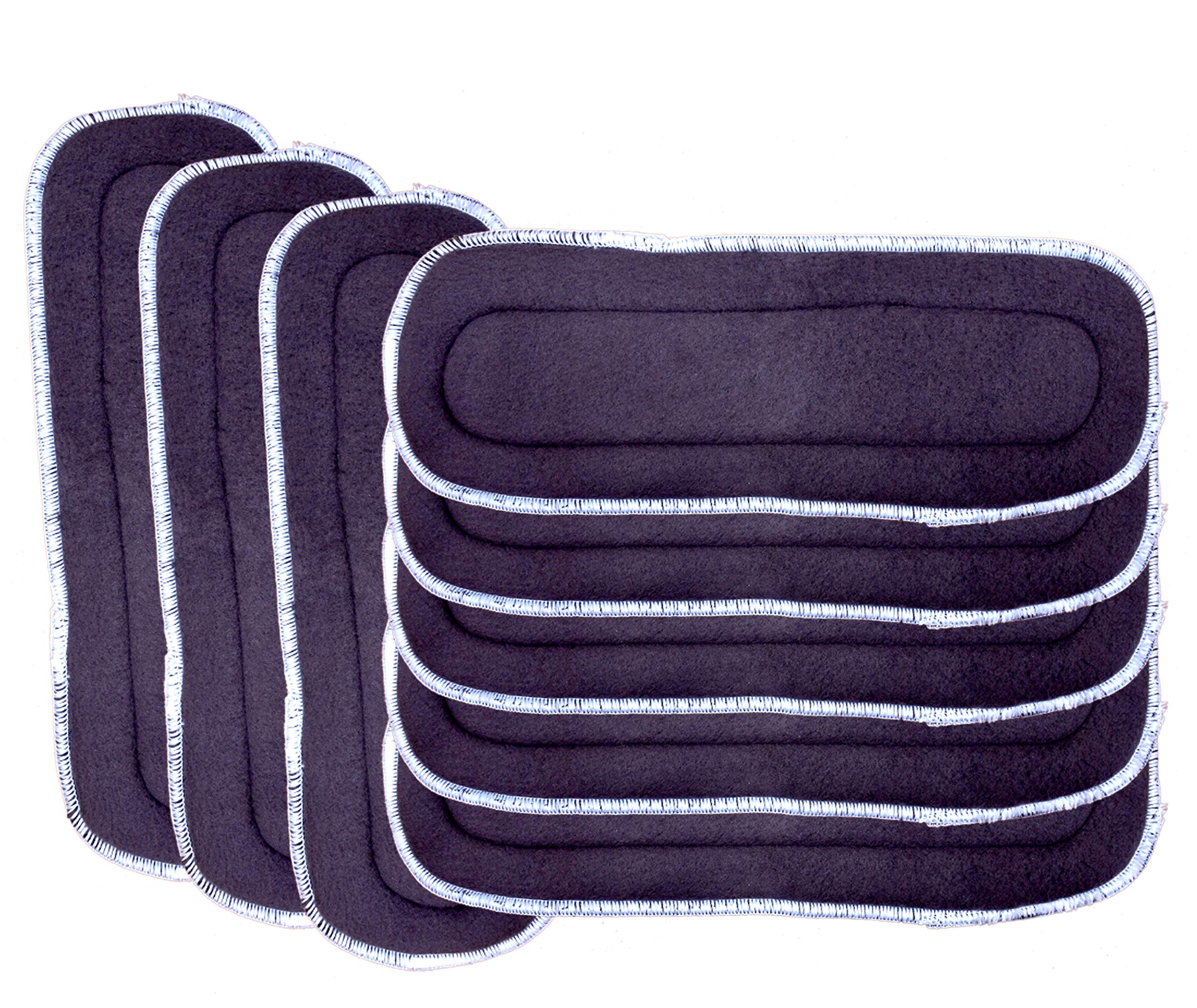 THE LITTLE LOOKERS Polar Fleece 6 Layered Wet Free Charcoal Pad Inserts for Pocket Diaper for Newborns/Babies/Toddlers (Grey, Pack of 9)