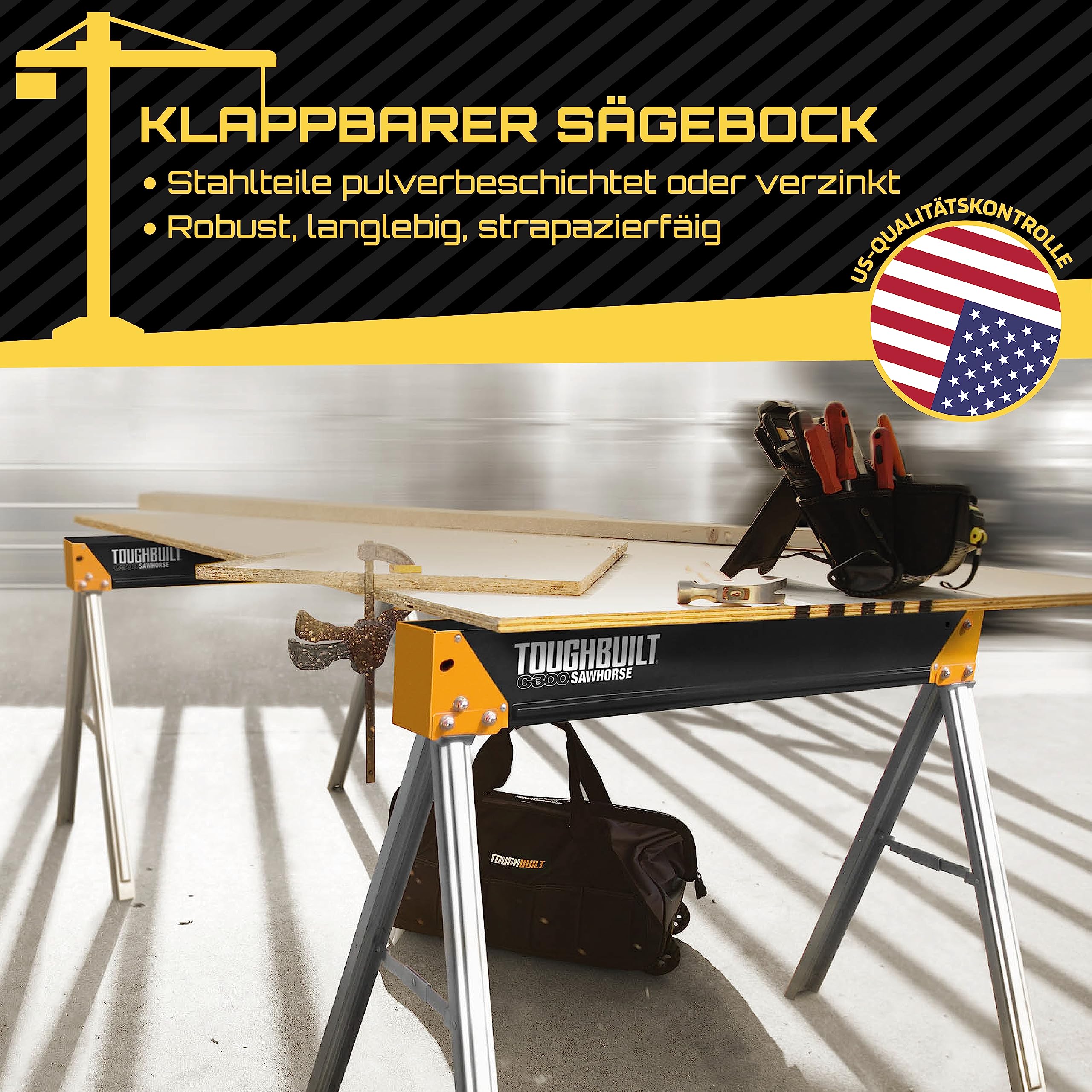 ToughBuilt C300 Sawhorse, Black and Yellow