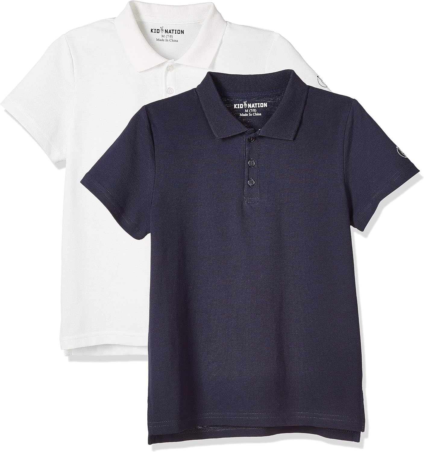 Kid Nation Boy's Short Sleeve Pique Polo Kids School Uniform Collared Shirt Performance Polo for Boys and Girls 4-12 Years