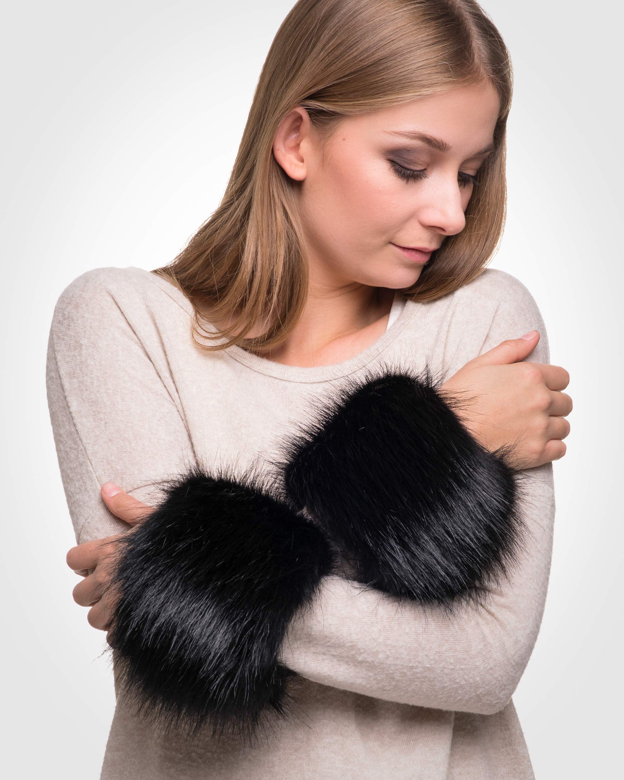 Futrzane Classic Puños - Manguitos de Pelo Sintetico Mujer - Calentadores Piel