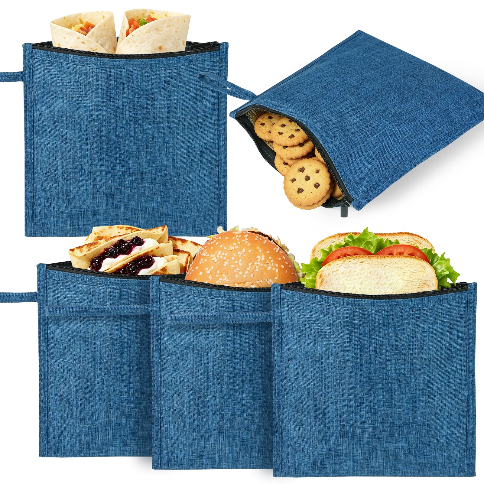 Moyad Lunchtasche Blau Thermotasche 4er Set wiederverwendbar 20 x 20 cm