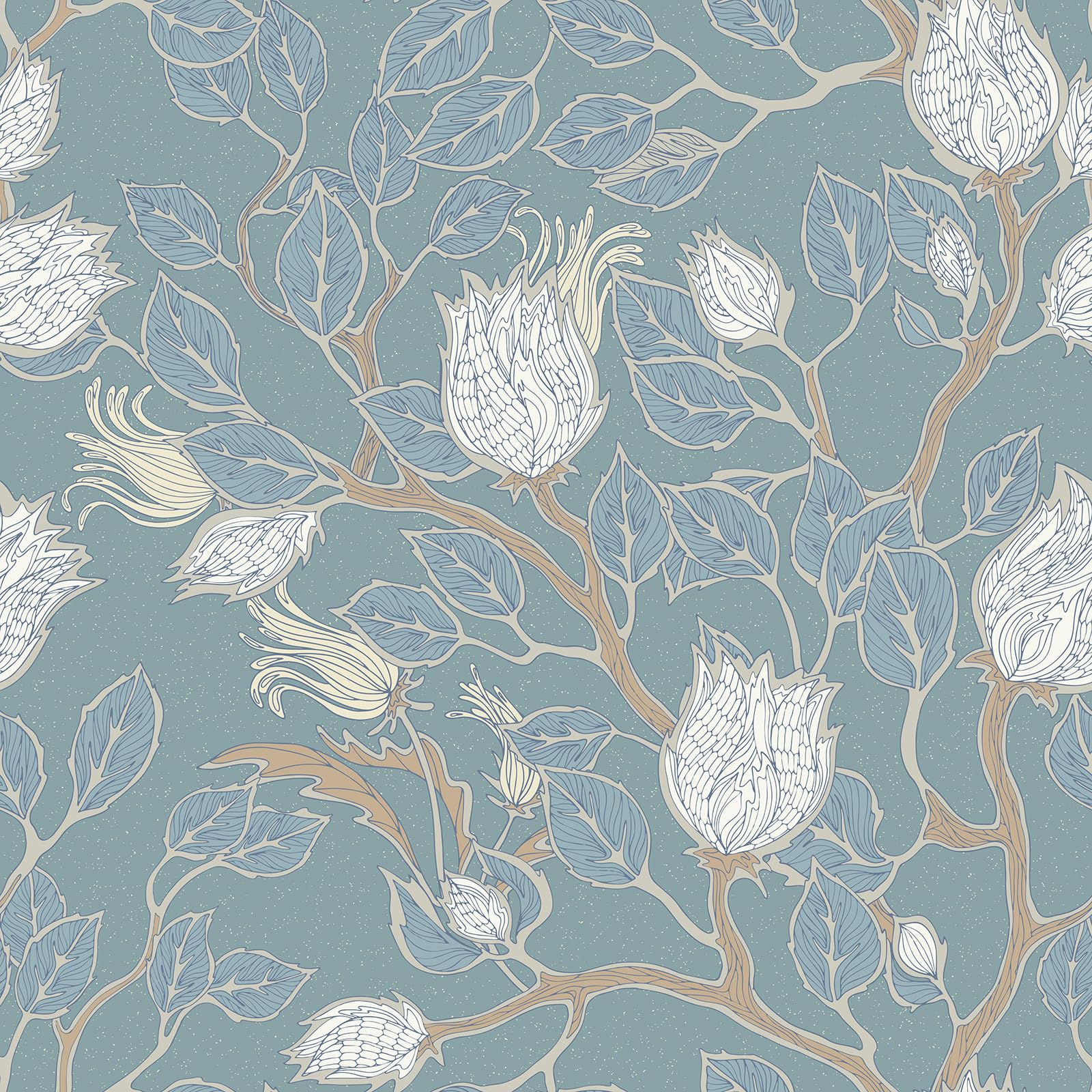 FunStick 44.5CMx9M Papel Pintado Autoadhesivo Flores y Árboles Vinilo para Dormitorio Pared Gris Azul Vinilo Adhesivo Floral Papel Adhesivo Pared Dormitorio Baño Comedor Azul Turquesa Pálida Vintage