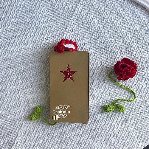 Miniatura 3 de ShaKaLa 2 marcadores de libro hechos a mano con clavel, bonita planta estética, marcadores únicos a granel para amantes de los libros para mujeres
