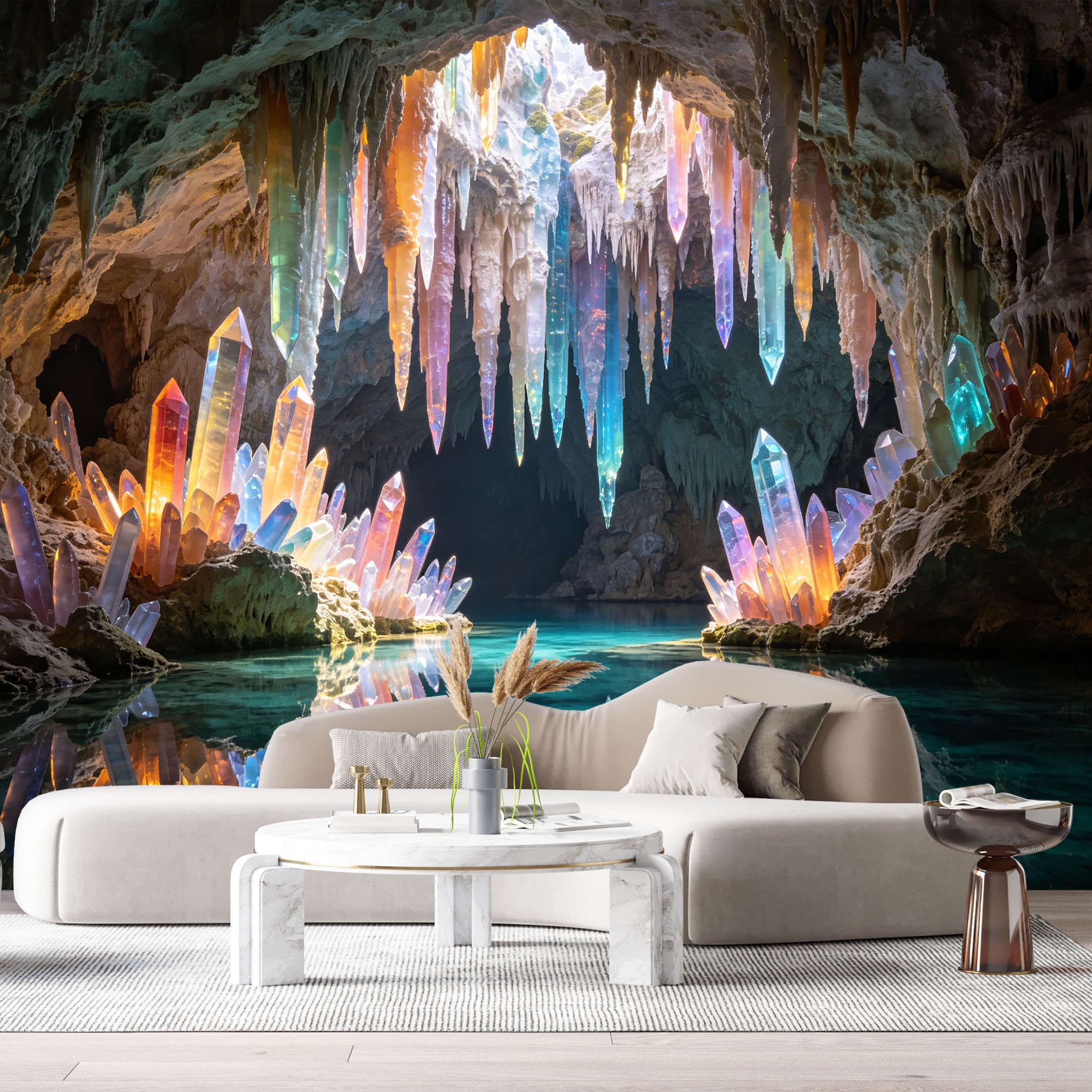 Custom Size Wall Murals Crystal Cave Landscape 3D Trompe L’oeil Reflection Modern SelfAdhesive Wall Fabric Removable Large Wallpaper for Photo Living Room