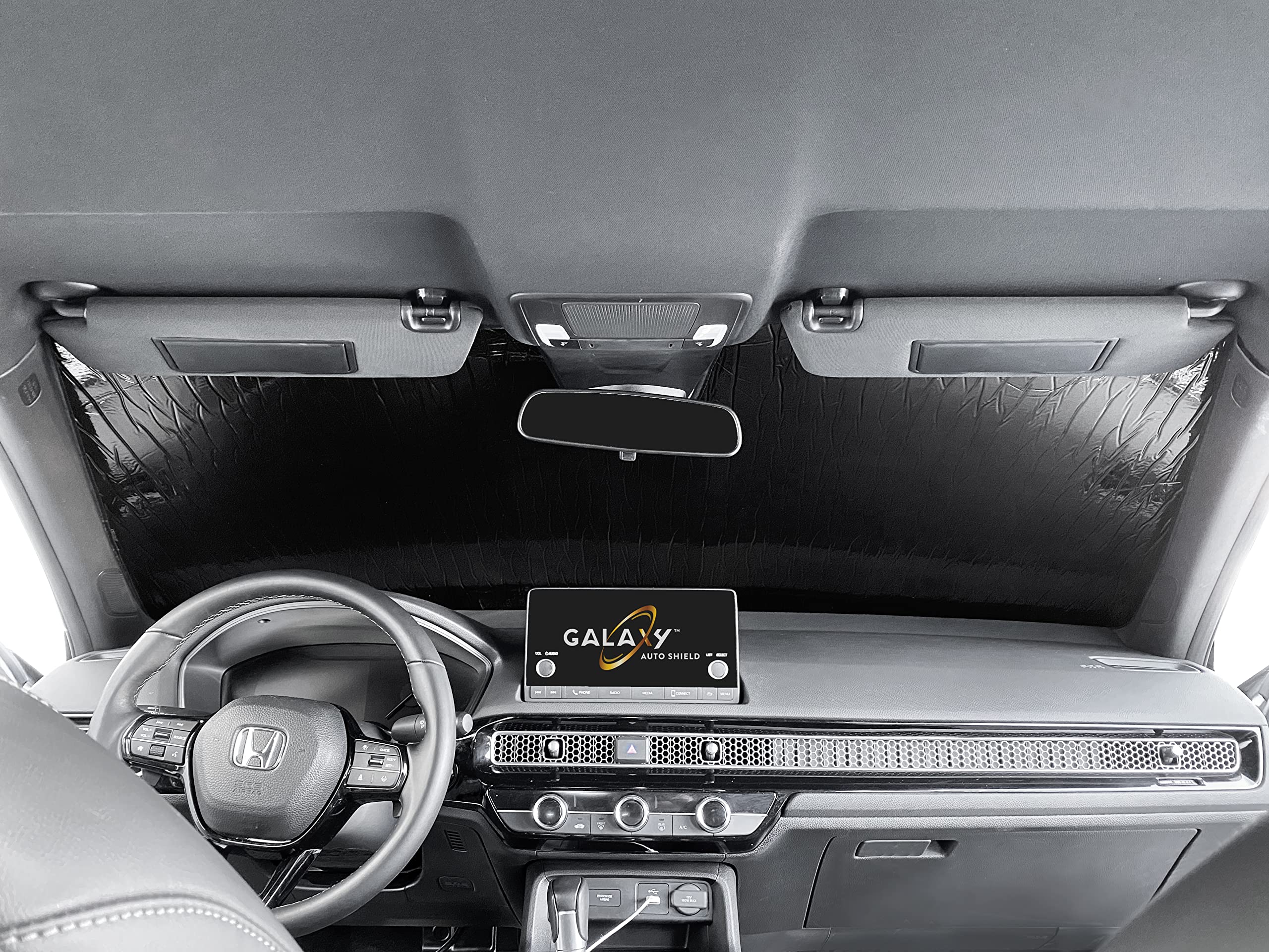 GalaxyAutoShield Custom Fit Windshield Sun Shade for 2022 2023 2024 2025 Honda Civic Sedan Hatchback, Insulated Sunshade Privacy Accessories Blockout UV Reflector Protection - Made in USA