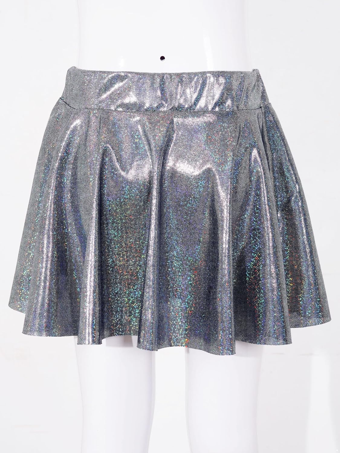 JEYPINMI Kids Girls Shiny Metallic Latin Tango Dancing Tutu Skirt Cheerleading Dancewear Fancy Dress Up