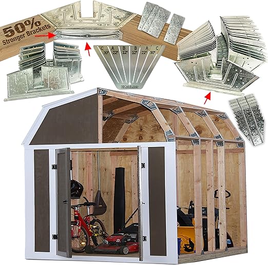 50% Structurally Stronger Truss Design Easy Shed Kit Builds 6'–14’ Widths Any Length - Bonus Miter Template, Storage Barn Garage Playhouse Easy Framing Kit - 2x4 Basic Barn Roof DIY EZ Framer Kit
