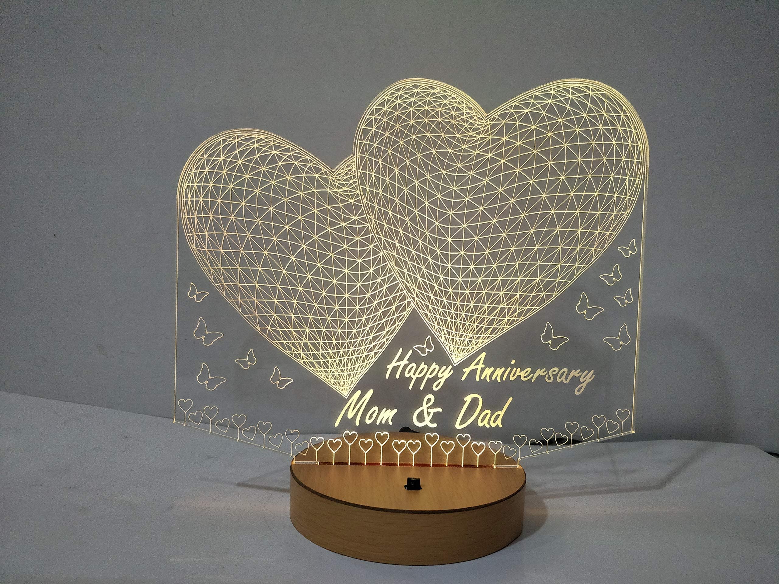 DESIGN ELLEmulticolour 3D Illusion Led lamp Personalized with Any Text Gift for Birthday marriage Wedding Anniversary mom dad mummy papa mother father(Plastic, Pack of 1)