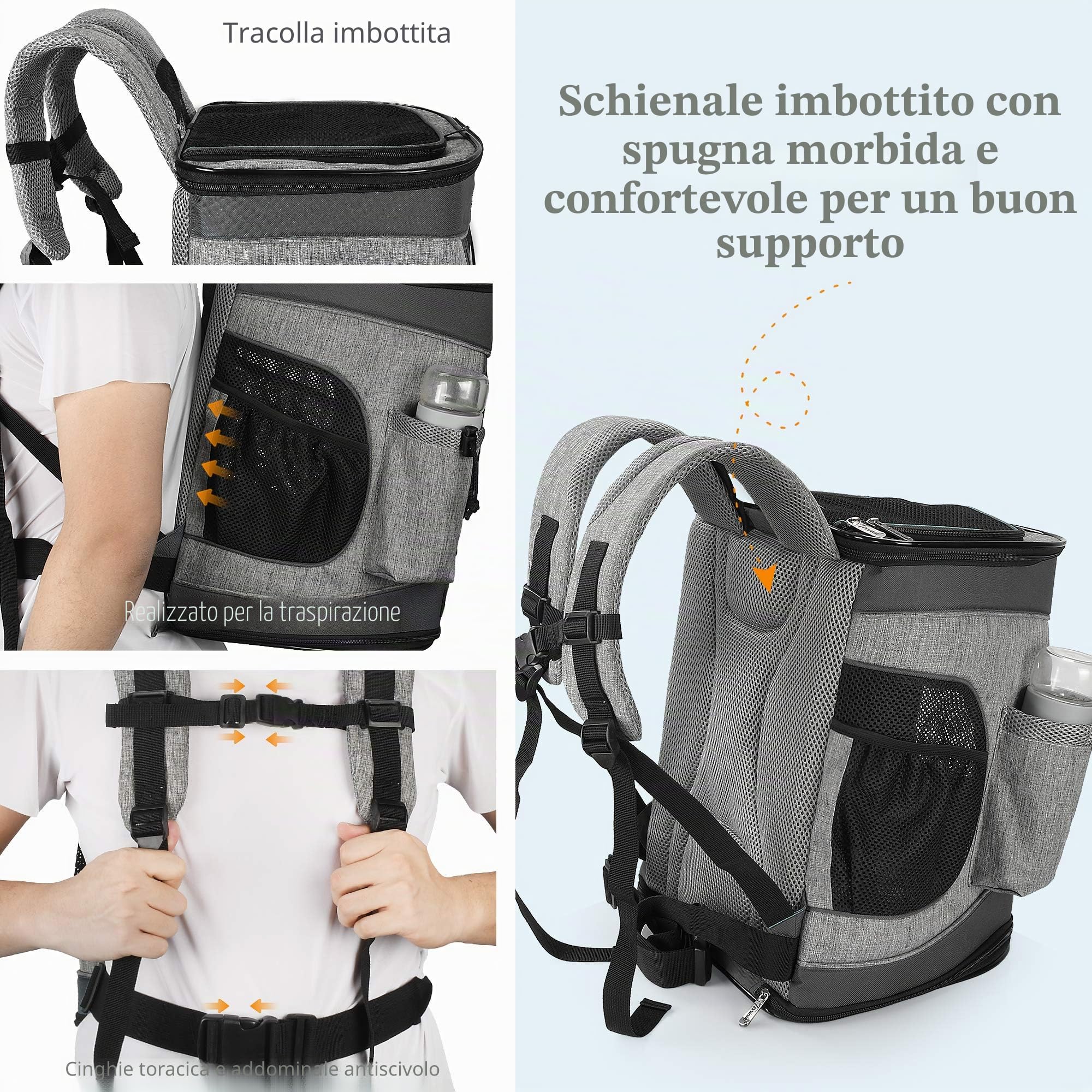 Zaino Grande Per Animali Da Compagnia Kriter Planet, Adatto Per Cani E Gatti, Schienale Imbottito Pieghevole, Zaino Per Animali Da Passeggio 1.5lbs