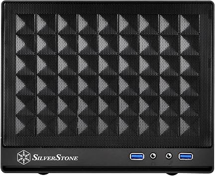حافظة كمبيوتر صغيرة الحجم بتقنية SilverStone مع لوحة أمامية شبكية سوداء ( SST-SG13B-USA )