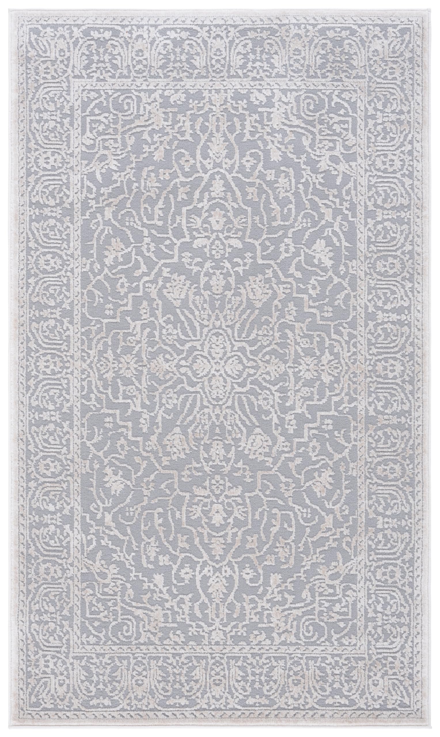 SAFAVIEH Reflection Collection Accent Rug - 2'3" x 4', Light Grey & Cream, Non-Shedding & Easy Cleaning, Ideal for Entryway, Living Room, Bedroom (