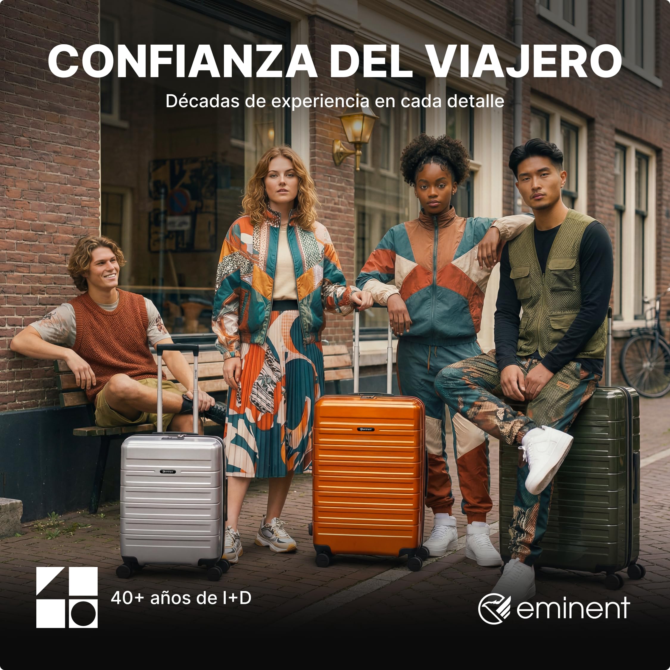 Eminent Voyager Maleta Cabina 55x40x20 Rígida Expandible, Trolley | Ultraligera 2,7 kg, 39L, expandible a 55x40x23, candado TSA, 4 ruedas, equipaje de mano, policarbonato, Gris Oscuro