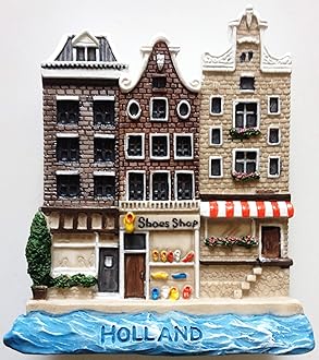 WitnyStore Tiny 2⅝" Holland Buildings Netherlands Magnet - Miniature Hand Made Resin 3D Europe Landmark Tourist Attractions Decorative Refrigerator Fridge Magnets Collectible Traveler Souvenirs Gifts